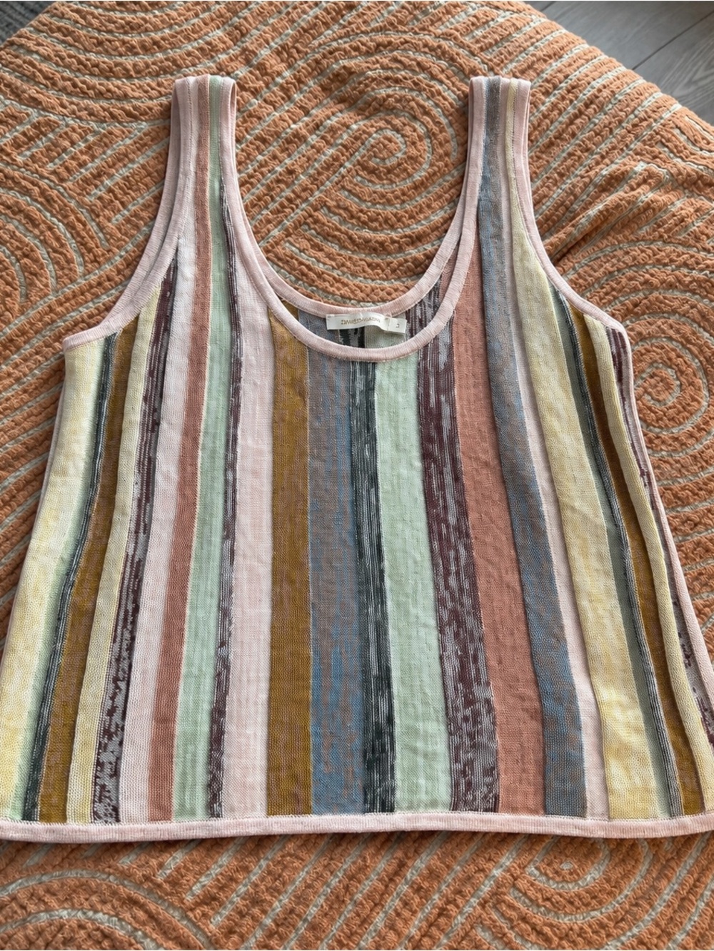 Zimmermann Pastel Multicolor Striped Knit Tank size Small